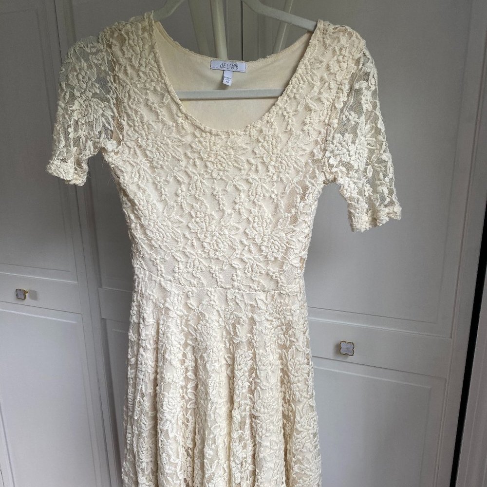 Off-White Lace Fit & Flare Dress
